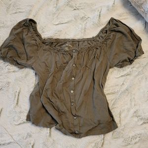 LN American Eagle Ruffle Crop Top Shirt Small